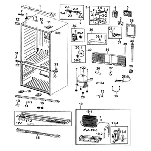 Cabinet Diagram and Parts List for RF4287HARS XAA-0002 Samsung Refrigerator