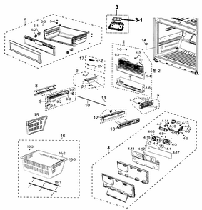 Freezer Diagram and Parts List for RF26XAERS XAA Samsung Refrigerator