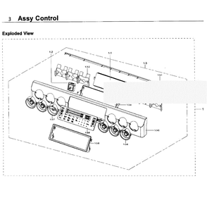 Control Panel Diagram and Parts List for NY58J9850WS AA-0000 Samsung Range