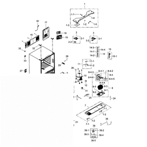 Cabinet Diagram and Parts List for RF24FSEDBSR AA-05 Samsung Refrigerator