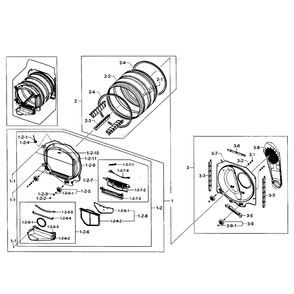Drum Assembly Diagram and Parts List for DV456GWHDWR AA-0001 Samsung Dryer
