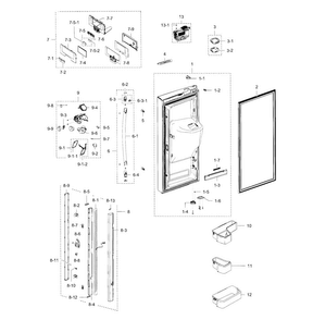 Fridge Door L Diagram and Parts List for RFG237AARS XAA-0002 Samsung Refrigerator