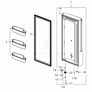 Freezer Door R Diagram and Parts List for RF28K9380SG (AA)(0003) Samsung Refrigerator