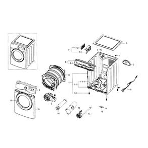 Main Assembly Diagram and Parts List for DV36J4000GW A3-0000 Samsung Dryer