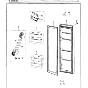 Fridge Door Diagram and Parts List for RS25J500DWW AA-01 Samsung Refrigerator
