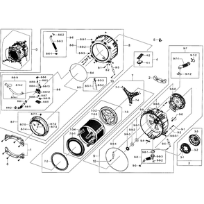 Tub And Drum Diagram and Parts List for WF42H5400AW A2-0000 Samsung Washer