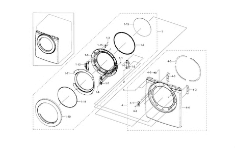 Part Location Diagram of DC61-02571A Samsung Frame,front(nsp)