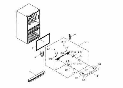 Freezer Door Diagram and Parts List for RF28HMEDBBC AA-0001 Samsung Refrigerator