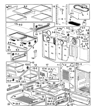 Refrigerator Diagram and Parts List for RF263AERS XAA-00 Samsung Refrigerator