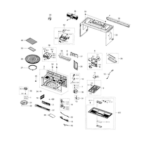 Main Assy Diagram and Parts List for ME20H705MSS AA-0000 Samsung Microwave