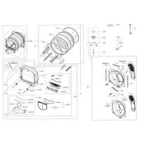 Drum Diagram and Parts List for DV45K7600EW A3-0000 Samsung Dryer