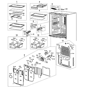 Refrigerator Diagram and Parts List for RF197ACBP XAA-0000 Samsung Refrigerator