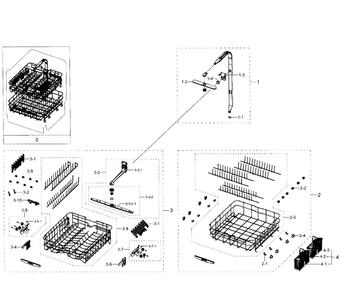 Wash Assy Diagram and Parts List for DW80J7550US AA-0001 Samsung Dishwasher