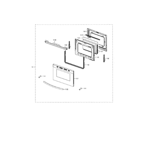 Door Diagram and Parts List for NX58M5600SB AA-00 Samsung Range