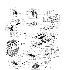 Fridge Diagram and Parts List for RF28HMEDBWW AA-08 Samsung Refrigerator