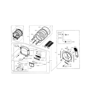 Drum Diagram and Parts List for DV5471AGW XAA-0002 Samsung Dryer