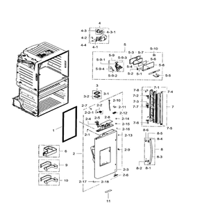 Left Door Diagram and Parts List for RF28HMEDBWW AA-08 Samsung Refrigerator