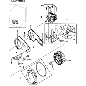Motor Assembly Diagram and Parts List for DV337AGL XAA-00 Samsung Dryer