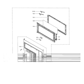 Door Diagram and Parts List for ME21H706MQS AA-00 Samsung Microwave