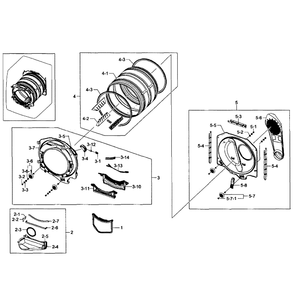 Drum Assembly Diagram and Parts List for DV363EWBEUF A1-0000 Samsung Dryer
