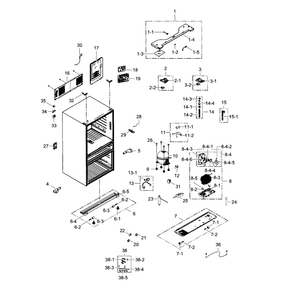 Cabinet Diagram and Parts List for RF31FMEDBSR AA-02 Samsung Refrigerator