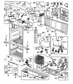 Cabinet Diagram and Parts List for RF268ACPN XAA-0001 Samsung Refrigerator