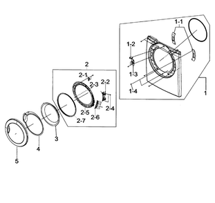 Front Assy Diagram and Parts List for DV206AGS XAA-0000 Samsung Dryer
