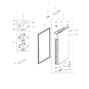 Fridge Door R Diagram and Parts List for RF34H9950S4 AA-01 Samsung Refrigerator