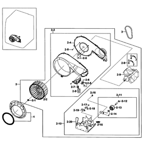 Motor Assembly Diagram and Parts List for DV419AGU XAA-01 Samsung Dryer