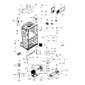 Cabinet Diagram and Parts List for RF25HMEDBBC AA-03 Samsung Refrigerator