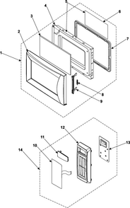Control Panel/door Assembly Diagram and Parts List for MW1245BB XAA Samsung Microwave