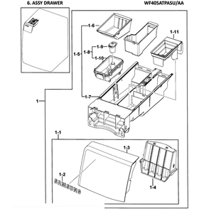 Drawer Assembly Diagram and Parts List for WF405ATPASU AA-0000 Samsung Washer