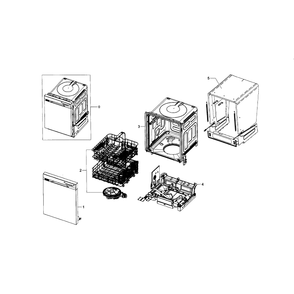 Main Assembly Diagram and Parts List for DW80J3020UB AA-00 Samsung Dishwasher