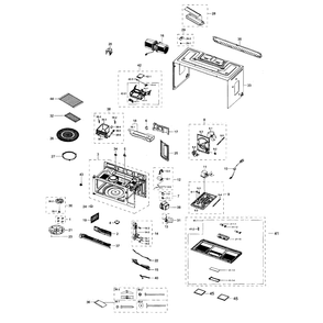 Main Assembly Diagram and Parts List for ME20H705MSS AA-01 Samsung Microwave Oven Combo