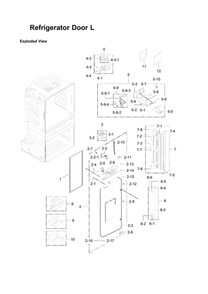 Left Refrigerator Door Parts Diagram and Parts List for RF28JBEDBSR AA-08 Samsung Refrigerator