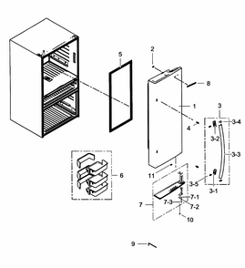 Right Door Diagram and Parts List for RF31FMESBSR AA-0003 Samsung Refrigerator