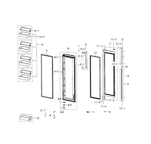 Fridge Door Diagram and Parts List for RH22H8010SR AA-0000 Samsung Refrigerator
