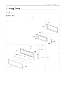 Door Assembly Diagram and Parts List for ME11A7510DS AA-00 Samsung Microwave