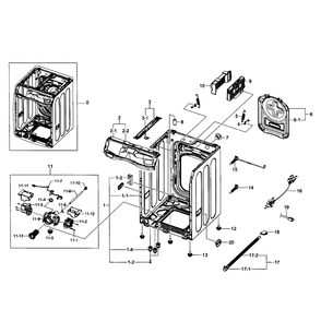 Cabinet Assembly Diagram and Parts List for WF455ARGSWR AA-01 Samsung Washer