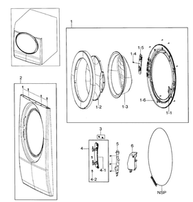 Front Assy Diagram and Parts List for WF206ANS XAA-0000 Samsung Washer
