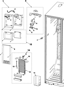 Freezer Compartment Diagram and Parts List for RS2621SW XAA Samsung Refrigerator