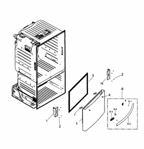 Freezer Door Diagram and Parts List for RF221NCTABC AA-0001 Samsung Refrigerator