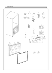 Freezer Door Parts Diagram and Parts List for RF266AFRS XAC-01 Samsung Refrigerator