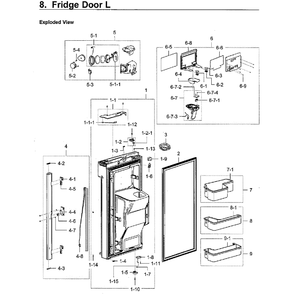 Fridge Door L Diagram and Parts List for RF28K9380SR AA-02 Samsung Refrigerator