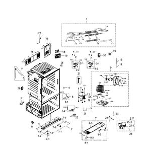 Cabinet Diagram and Parts List for RF220NCTASR AA-01 Samsung Refrigerator