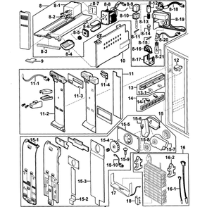 Freezer 2 Diagram and Parts List for RS2534VQ XAA-0000 Samsung Refrigerator
