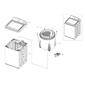 Main Assembly Diagram and Parts List for WA456DRHDSU AA-0005 Samsung Washer