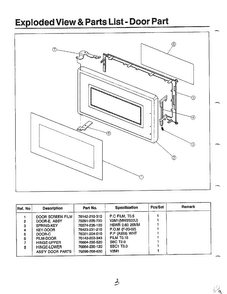 Exploded View And Parts List-door Part Diagram and Parts List for MW2000U XAA Samsung Microwave