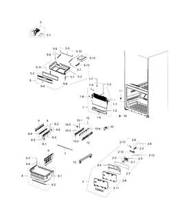 Part Location Diagram of DA59-00401A Samsung Freezer evaporator