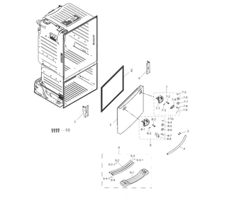 Freezer Door Diagram and Parts List for RF263TEAEBC AA-0003 Samsung Refrigerator